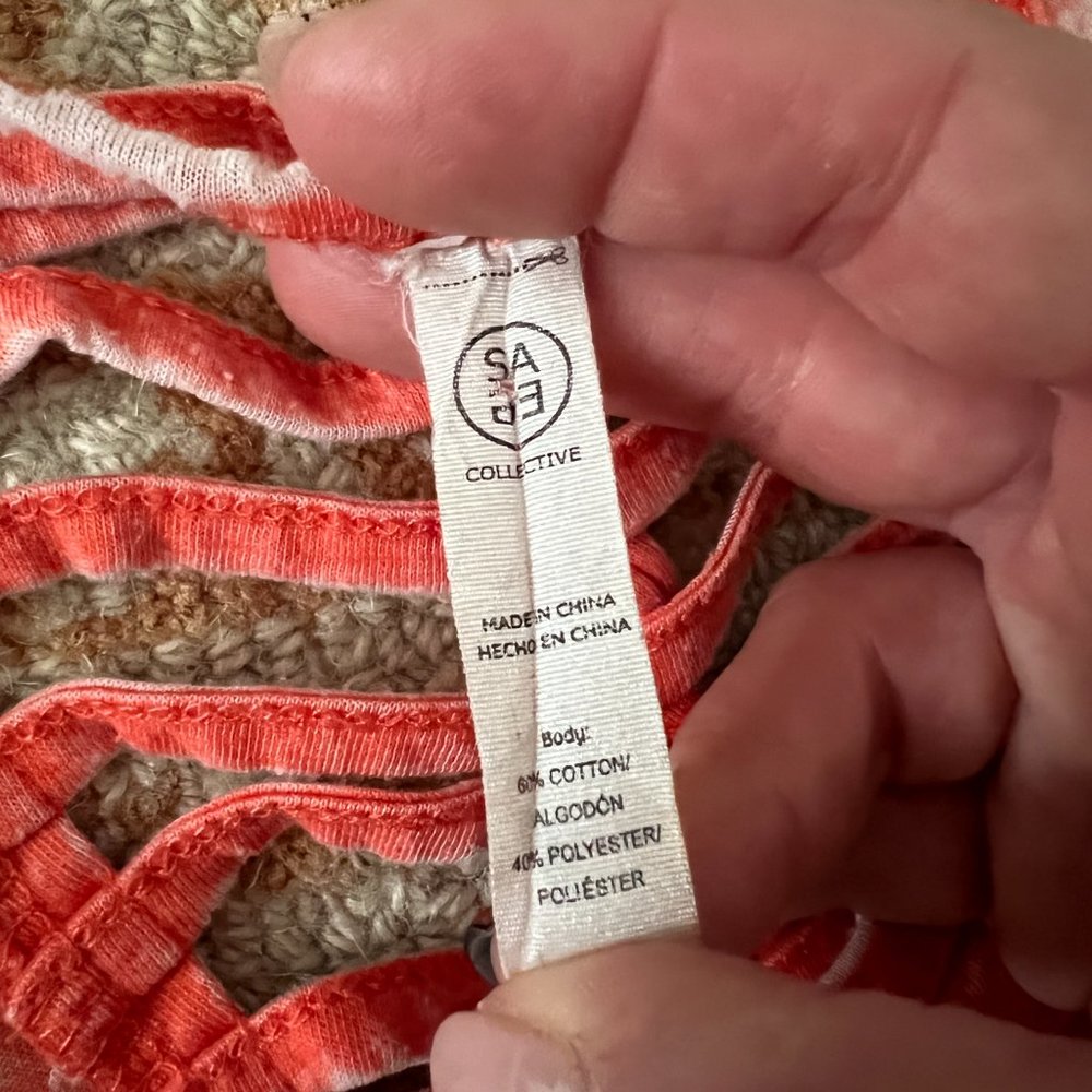 Like New Bleach Washed Dark Coral Tank Top with Cage Back Detail - Picture 3 of 4